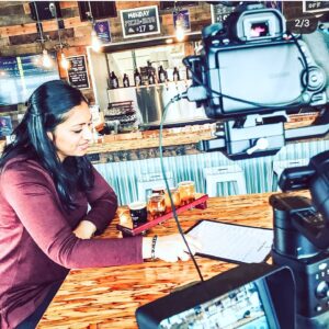 Media Boom filming Christina Chandra
